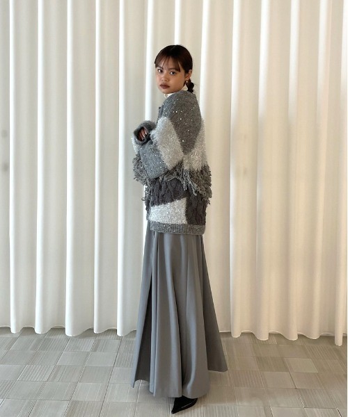 Ameri（アメリ） カーディガン UND MIX YARN PATCHWORK KNIT CARDIGAN