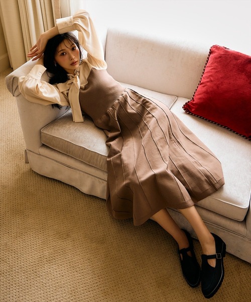 AND COUTURE（アンドクチュール） ワンピース ボウタイ×ニット