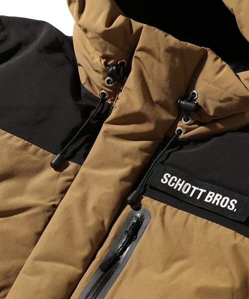 Schott Down ダウンジャケット ベージュ・焦茶 Schott N.Y.C（ショット） 「schott」 ダウンジャケット X-LARGE