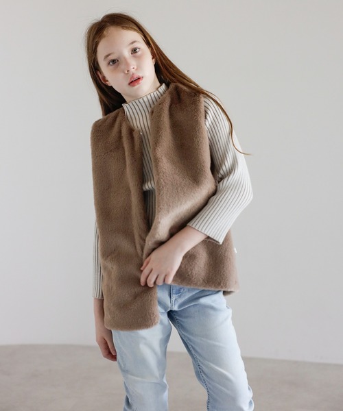 BONJOUR SAGAN enfant ベスト 「3-10才対応」フェイクファーベスト