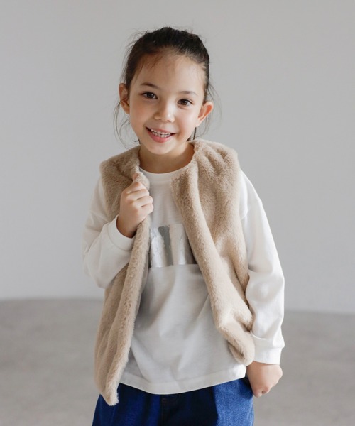 BONJOUR SAGAN enfant ベスト 「3-10才対応」フェイクファーベスト