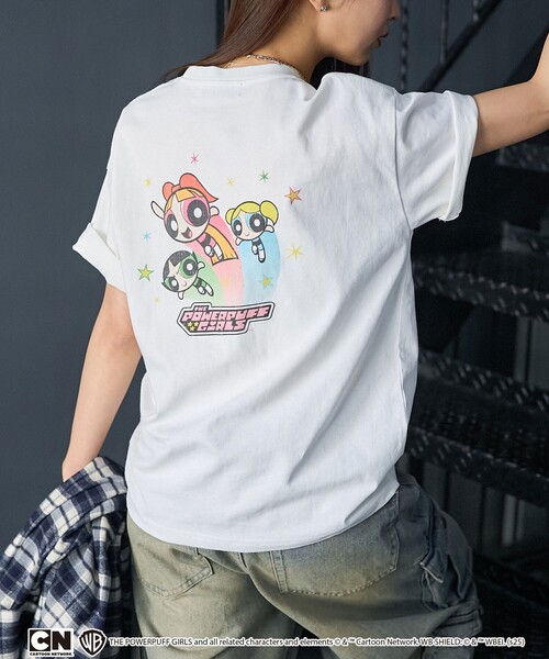 「PUBLUX」 半袖Tシャツ「THE POWERPUFF GIRLSコラボ」 フリ- チャコールグレー レディース_画像4
