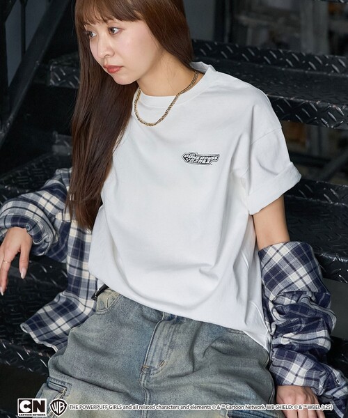 「PUBLUX」 半袖Tシャツ「THE POWERPUFF GIRLSコラボ」 フリ- チャコールグレー レディース_画像5
