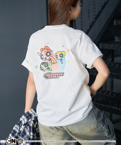 「PUBLUX」 半袖Tシャツ「THE POWERPUFF GIRLSコラボ」 フリ- チャコールグレー レディース_画像6