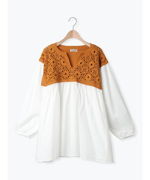 Samansa Mos2（サマンサモスモス） ニット セーター 花柄ニット+布帛