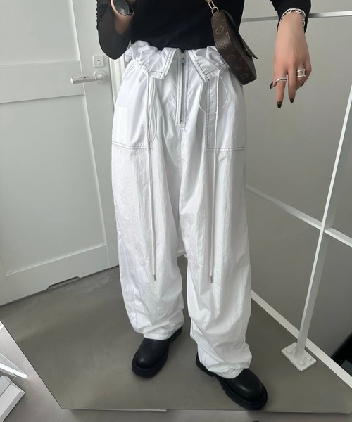 【新品】CFT. 洗える♡ワイドサスペンダーカラーステッチサロペットパンツ CFT. サロペット オーバーオール ワイドサスペンダーカラーステッチ