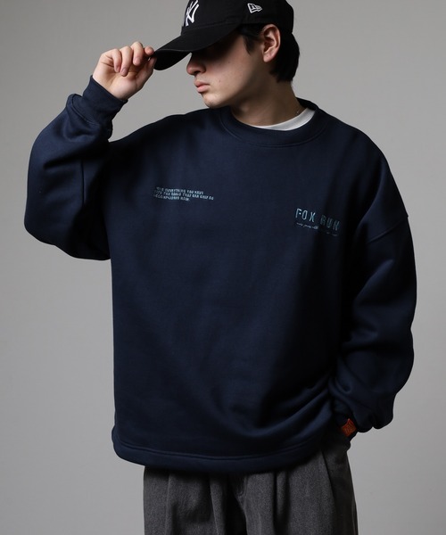 FOXRUN トレーナー スウェット 吸湿発熱 裾ドロスト裏起毛スウェット