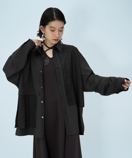 HARE（ハレ） シャツ 「SET UP対応」ジャガードアシメプリーツシャツ