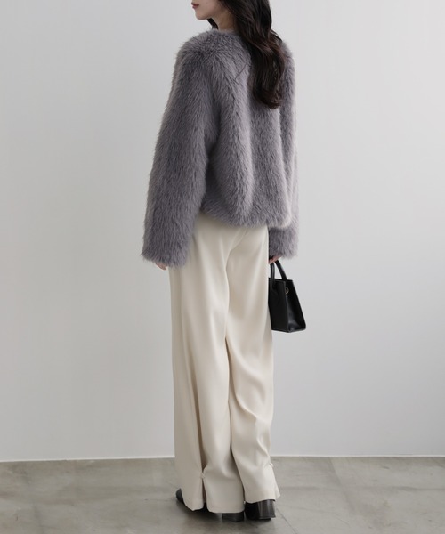 ジャケット ノーカラージャケット ノーカラーファージャケット