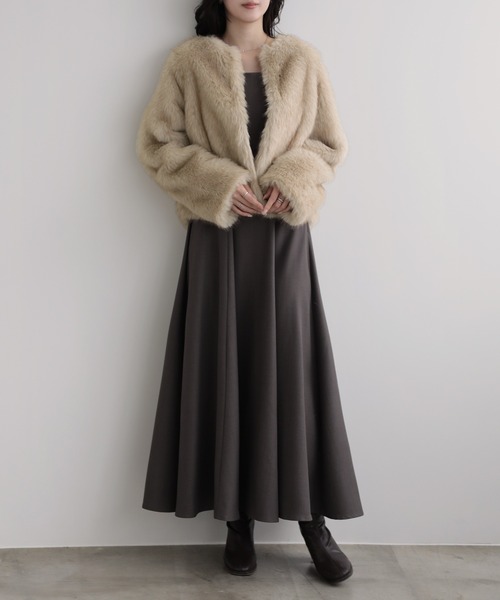 ジャケット ノーカラージャケット ノーカラーファージャケット