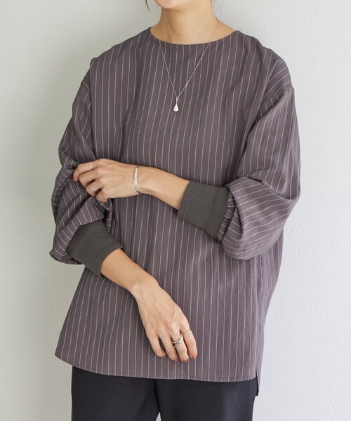 BEARDSLEY（ビアズリー） ブラウス シャツ 袖口ニットシャツ