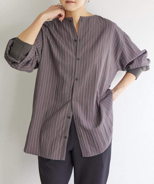 BEARDSLEY（ビアズリー） ブラウス シャツ 袖口ニットシャツ