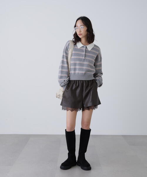 FREE'S MART（フリーズマート） パンツ レースレイヤードエコレザー