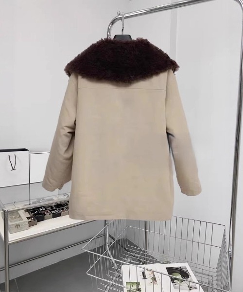 ダウンコート ダウンジャケット 衿＆裏面 フェクファーダウン