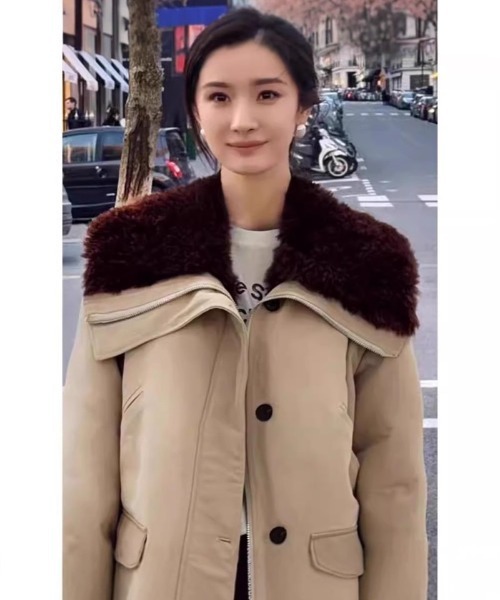 ダウンコート ダウンジャケット 衿＆裏面 フェクファーダウン