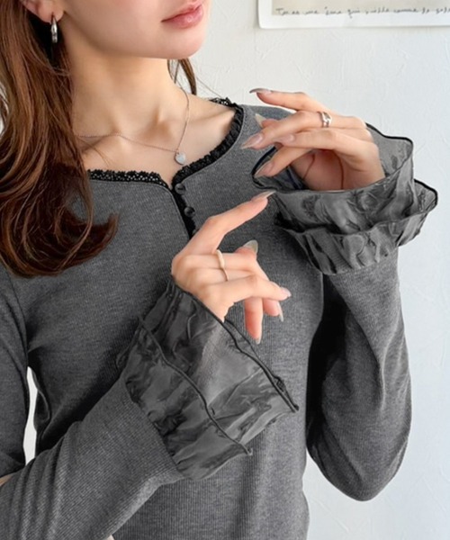 mily bilet ヘンリーネック tシャツ 「mily bilet」大人フェミニンを