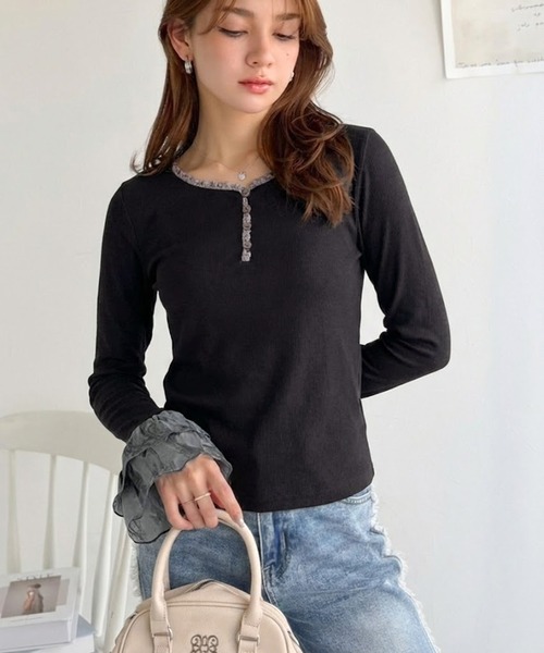 mily bilet ヘンリーネック tシャツ 「mily bilet」大人フェミニンを