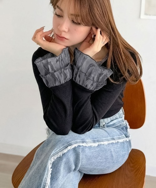 mily bilet ヘンリーネック tシャツ 「mily bilet」大人フェミニンを