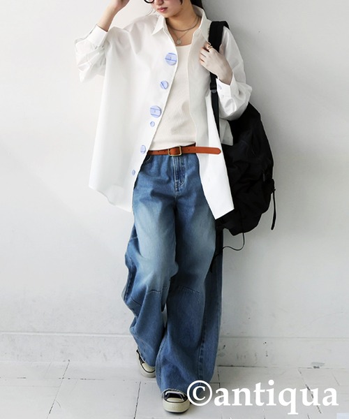 kaorin　antiqua シャツ　パンツ antiqua（アンティカ） ブラウス シャツ ボタンデザイン シャツ