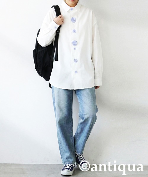 kaorin　antiqua シャツ　パンツ antiqua（アンティカ） ブラウス シャツ ボタンデザイン シャツ