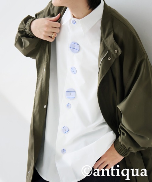 kaorin　antiqua シャツ　パンツ ストライプ柄 ワイドパンツ メンズ ロング丈 送料無料・(500)メール便