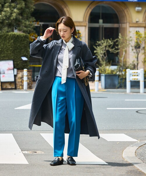 qualite（カリテ） パンツ 「ブルー」ダブルクロスセンタープレス