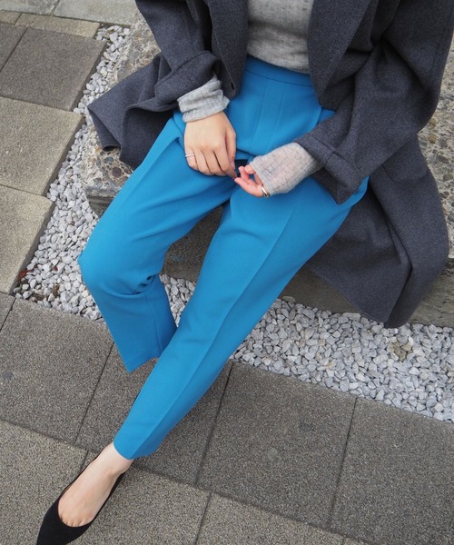 qualite（カリテ） パンツ 「ブルー」ダブルクロスセンタープレス