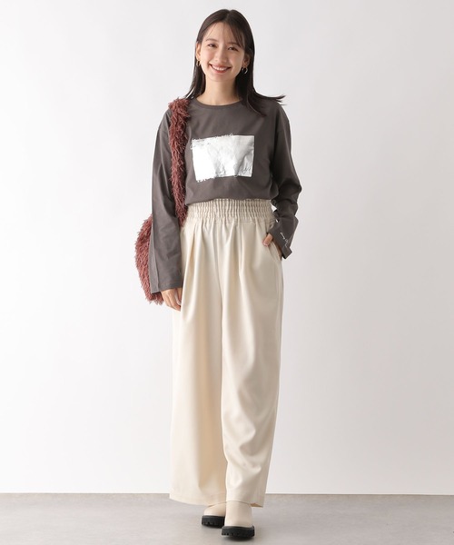 「LEPSIM」 イージーパンツ FREE チャコールグレー レディース_画像3