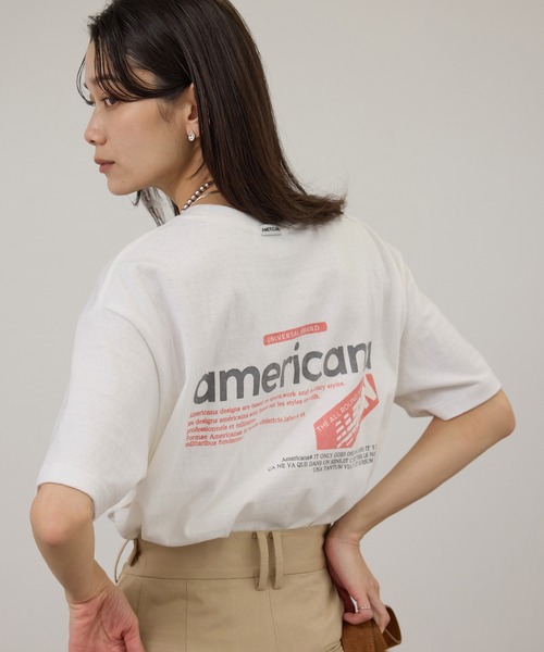 Americana（アメリカーナ）ラフィー丸胴 プリントTシャツ AMERICANA（アメリカーナ） tシャツ 「Americana（アメリカーナ