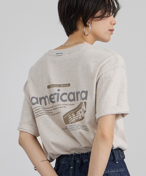 Americana（アメリカーナ）ラフィー丸胴 プリントTシャツ AMERICANA（アメリカーナ） tシャツ 「Americana（アメリカーナ