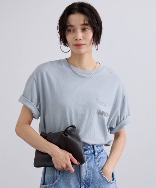 tシャツ 「Americana（アメリカーナ）」ラフィー丸胴 プリントT / ポイントロゴ レディースの画像