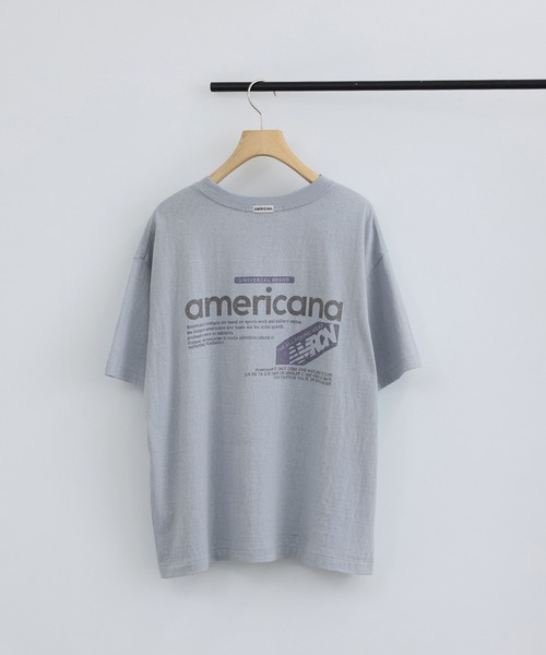 tシャツ 「Americana（アメリカーナ）」ラフィー丸胴 プリントT / ポイントロゴ レディースの画像