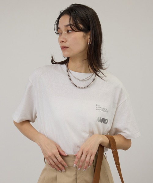 tシャツ 「Americana（アメリカーナ）」ラフィー丸胴 プリントT / ポイントロゴ レディースの画像