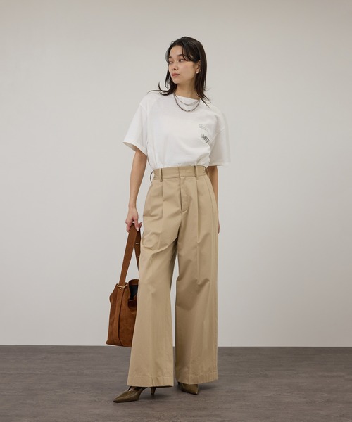 tシャツ 「Americana（アメリカーナ）」ラフィー丸胴 プリントT / ポイントロゴ レディースの画像