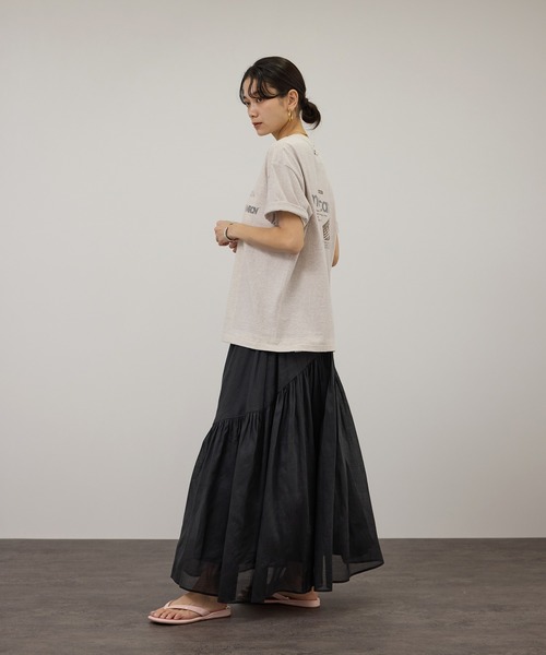 tシャツ 「Americana（アメリカーナ）」ラフィー丸胴 プリントT / ポイントロゴ レディースの画像