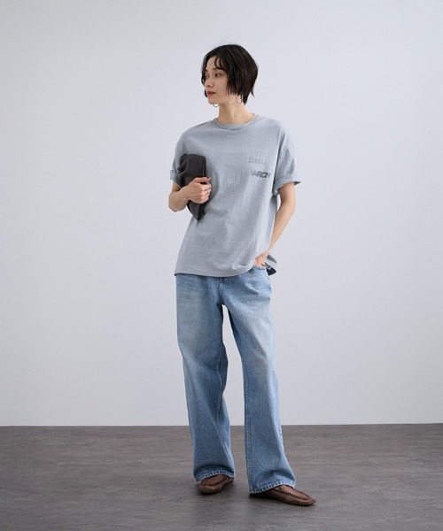 tシャツ 「Americana（アメリカーナ）」ラフィー丸胴 プリントT / ポイントロゴ レディースの画像