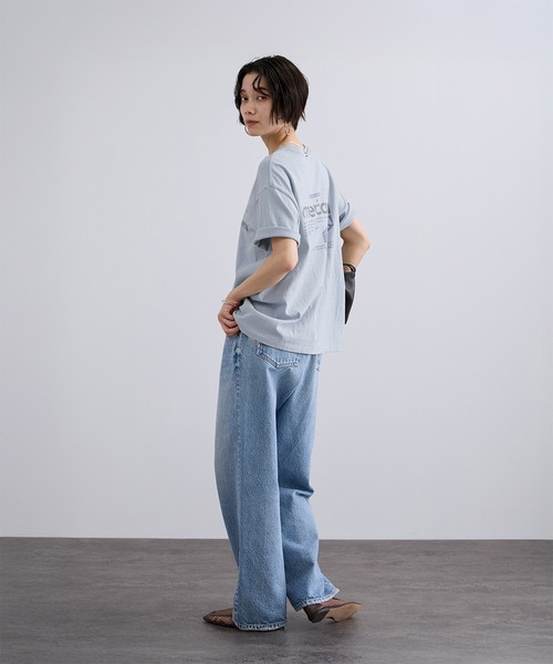 tシャツ 「Americana（アメリカーナ）」ラフィー丸胴 プリントT / ポイントロゴ レディースの画像