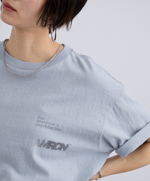tシャツ 「Americana（アメリカーナ）」ラフィー丸胴 プリントT / ポイントロゴ レディースの画像