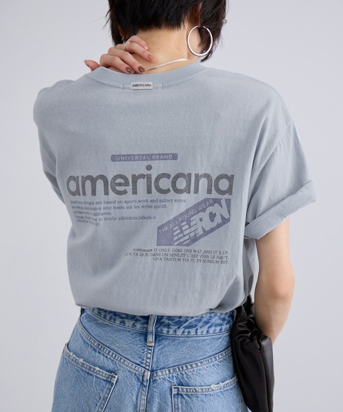 Americana（アメリカーナ）ラフィー丸胴 プリントTシャツ AMERICANA（アメリカーナ） tシャツ 「Americana（アメリカーナ