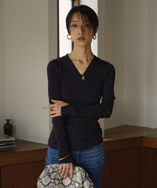 「LOUNGEDRESS」 長袖ニット FREE キャメル レディース_画像2