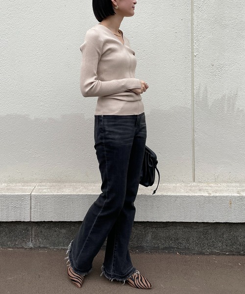 「LOUNGEDRESS」 長袖ニット FREE キャメル レディース_画像4