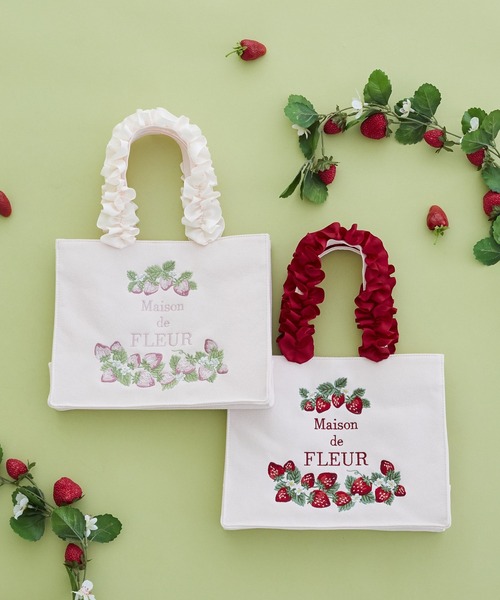 Maison de FLEUR（メゾンドフルール） トートバッグ いちごフリル