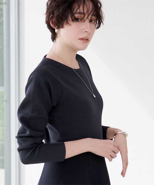 「ur's」 ニットワンピース M ネイビー レディース_画像9