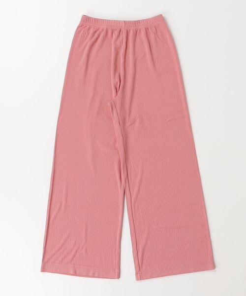 ワイドパンツ パンツ リブ ワイドレッグ パンツ キッズ 子供服 女の子の画像