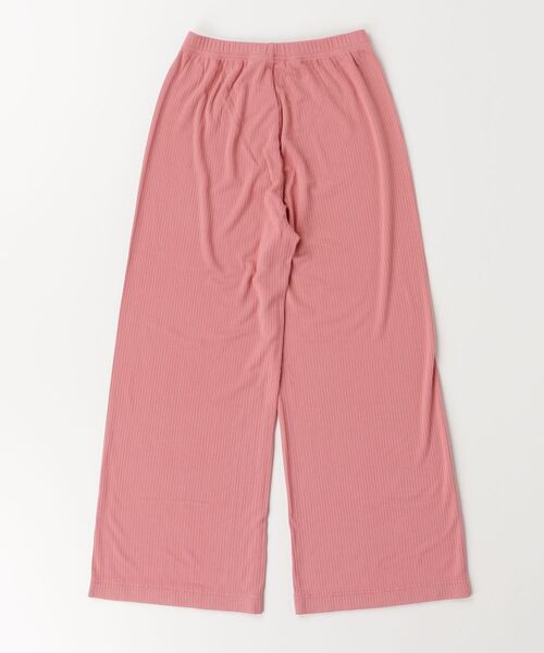 ワイドパンツ パンツ リブ ワイドレッグ パンツ キッズ 子供服 女の子の画像