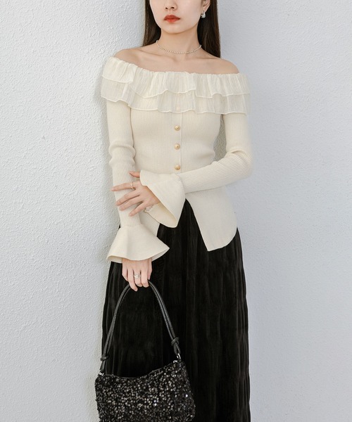 「MAISON DE THERESE」 長袖ニット M ベージュ レディース_画像8
