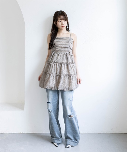 clear ワンピース チェック柄ドロストリボンミニワンピース : ZOZOTOWN