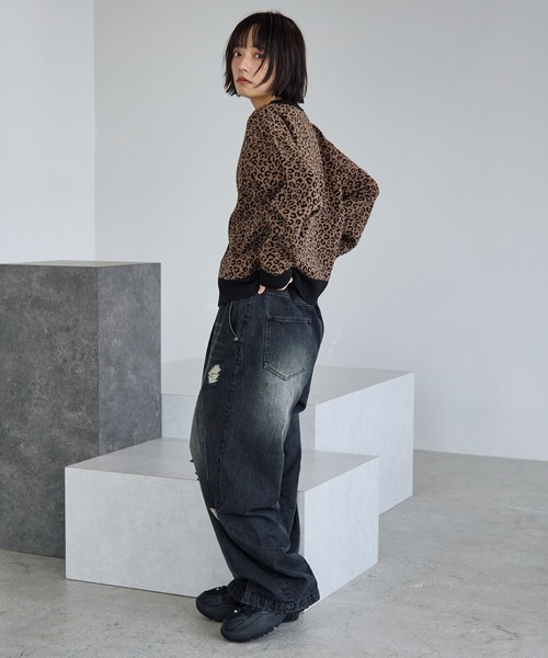 「PBLIM」 ニットカーディガン MEDIUM チャコールグレー レディース_画像5