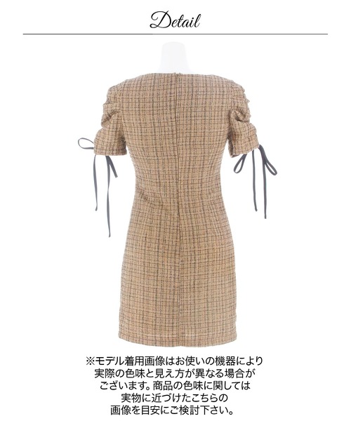 ドレス 袖リボンタイトミニ丈キャバドレス_15