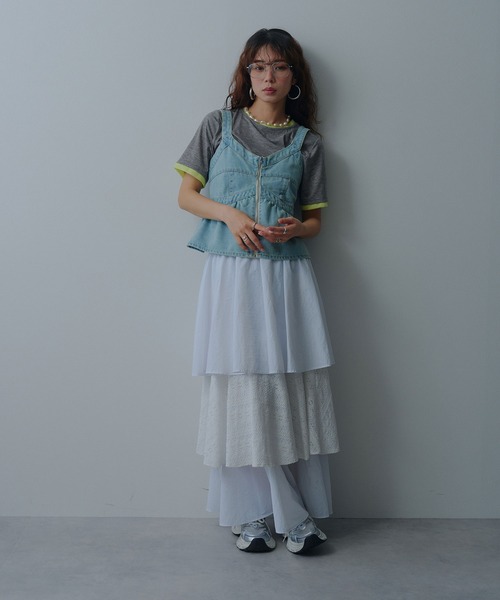 bohmal（ボマール） ベスト ジレ デニムペプラムキャミビスチェ